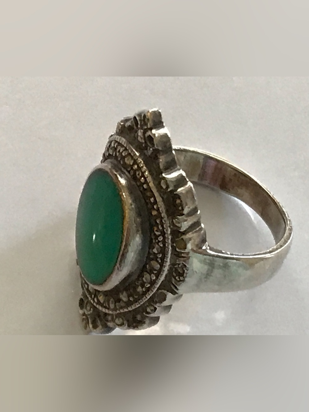 Sterling Silver Marcasite Ring Size 9